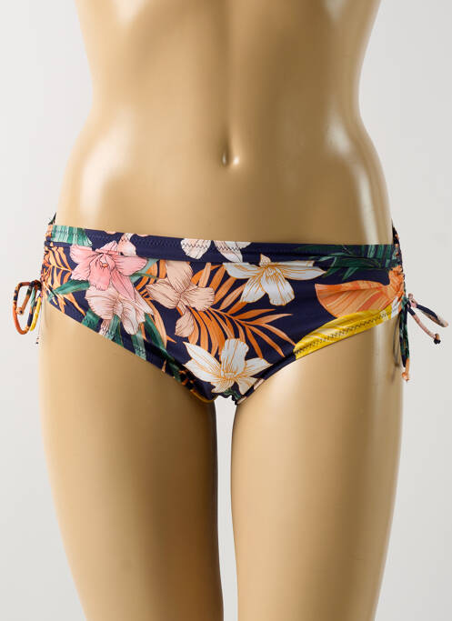 Bas de maillot de bain imprimé fleurs bikini bleu ROSA FAIA femme