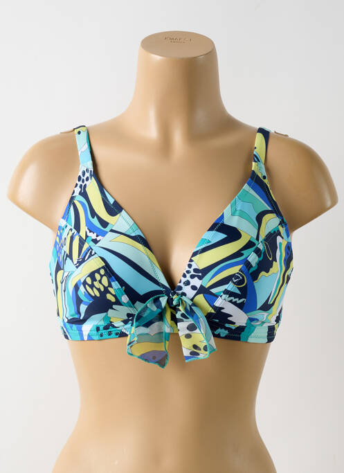 Haut de maillot de bain stretch haut soutien-gorge emboitant bleu ANTIGEL femme
