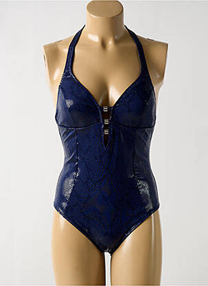 Maillot de bain 1 pièce effet matière satinée haut soutien-gorge avec mousse de rembourrage amovible bleu MARIE JO femme