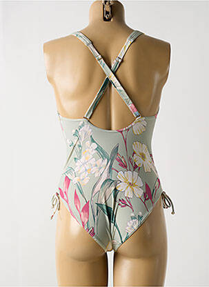 Maillot de bain 1 pièce effet matière satinée haut soutien-gorge avec mousse de rembourrage amovible vert TRIUMPH femme