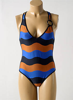 Maillot de bain 1 pièce effet matière satinée haut triangles bleu ANDRES SARDA femme