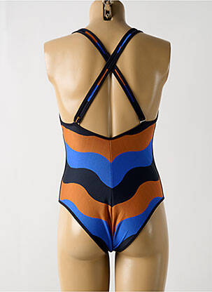 Maillot de bain 1 pièce effet matière satinée haut triangles bleu ANDRES SARDA femme