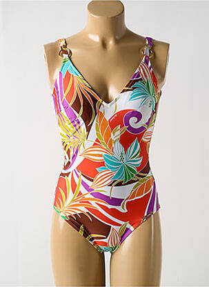 Maillot de bain 1 pièce imprimé fantaisie haut triangles orange LISE CHARMEL femme
