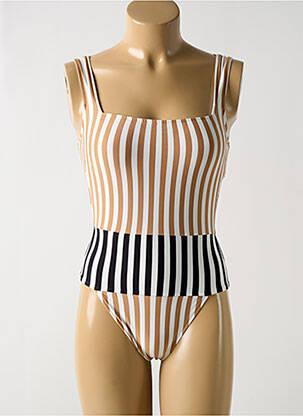 Maillot de bain 1 pièce effet matière satinée haut soutien-gorge moulé beige ANDRES SARDA femme