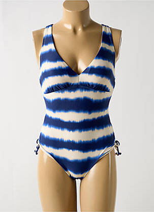 Maillot de bain 1 pièce effet matière satinée haut soutien-gorge avec mousse de rembourrage amovible bleu TRIUMPH femme