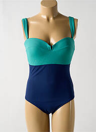 Maillot de bain 1 pièce bretelles élastiquées amovibles haut bandeau bleu TRIUMPH femme