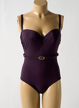 Maillot de bain 1 pièce bretelles élastiquées amovibles haut bandeau violet EMPREINTE femme
