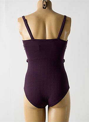 Maillot de bain 1 pièce bretelles élastiquées amovibles haut bandeau violet EMPREINTE femme