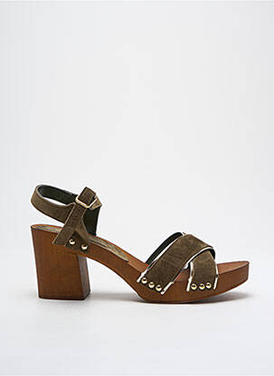 Sandales/nu pieds semi compensé talon de 4 à 6cm vert MARCO TOZZI femme