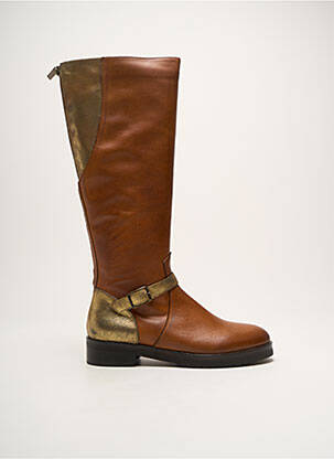 Bottes matière lisse talon de 4 à 6cm marron EMANUELE CRASTO femme