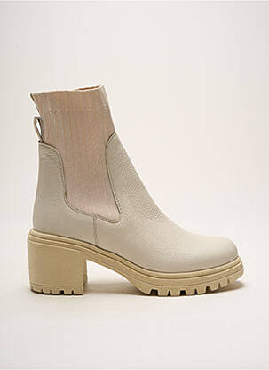 Bottines/boots matière lisse talon de 4 à 6cm beige REQINS femme
