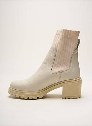 Bottines/boots matière lisse talon de 4 à 6cm beige REQINS femme