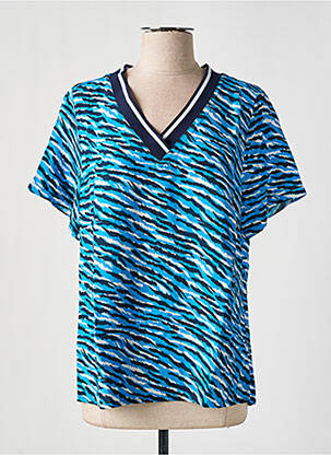 Top tissage crêpe manches courtes bleu ENJOY femme