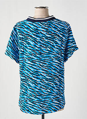 Top tissage crêpe manches courtes bleu ENJOY femme