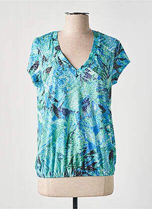 Top tissage jersey manches courtes bleu ENJOY femme