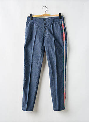 Pantalon chino broderie galons latéraux taille normale bleu REIKO femme