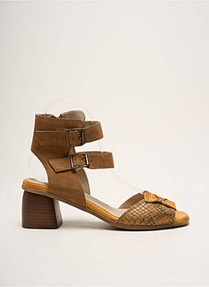 Sandales/nu pieds tissage satiné talon de 4 à 6cm marron CASTA femme