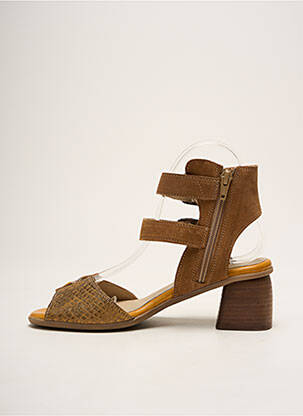 Sandales/nu pieds tissage satiné talon de 4 à 6cm marron CASTA femme