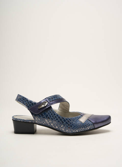 Sandales/nu pieds tissage satiné talon de 4 à 6cm bleu DORKING femme
