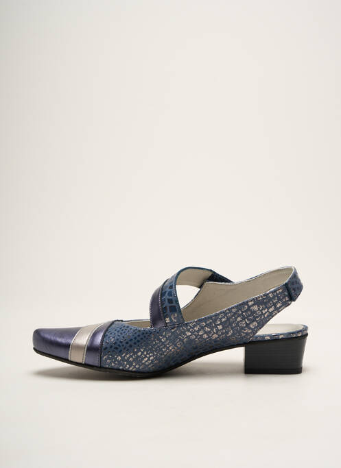 Sandales/nu pieds tissage satiné talon de 4 à 6cm bleu DORKING femme