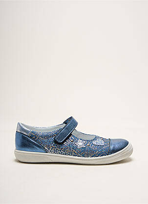 Ballerines tissage satiné bout rond bleu BOPY fille