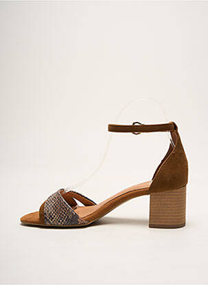 Sandales/nu pieds tissage satiné talon de 4 à 6cm marron MARCO TOZZI femme