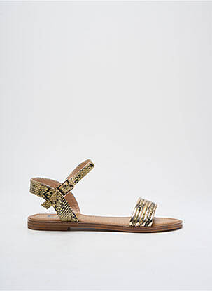 Sandales/nu pieds chiquet talon plat jusqu'à 3cm or ELUE PAR NOUS femme