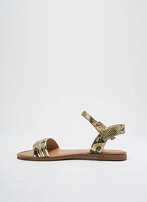 Sandales/nu pieds chiquet talon plat jusqu'à 3cm or ELUE PAR NOUS femme
