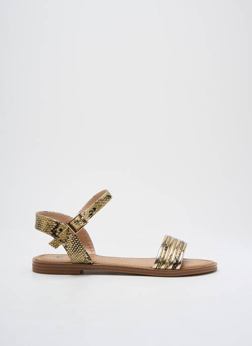 Sandales/nu pieds chiquet talon plat jusqu'à 3cm or ELUE PAR NOUS femme