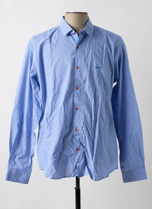 Chemise manches longues bleu BRUNO SAINT HILAIRE pour homme