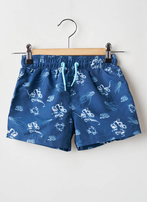 Short de bain effet matière satinée bleu 3 POMMES garcon