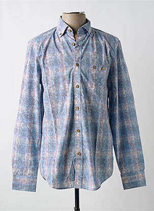 Chemise manches longues poignets boutonnés bleu FELLOWS UNITED homme