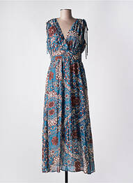 Robe longue imprimé fantaisie sans manche bleu THE KORNER femme