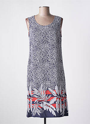 Robe mi-longue imprimé fantaisie sans manche bleu MASSANA femme