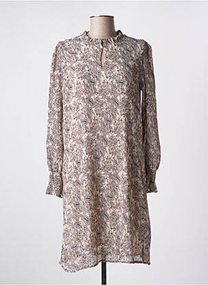 Robe mi-longue coupe fluide manches longues beige MOLLY BRACKEN femme