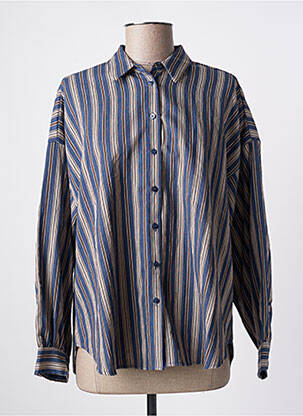 Chemisier coupe droite manches longues bleu STUDIO PARISIEN femme