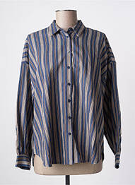 Chemisier coupe droite manches longues bleu STUDIO PARISIEN femme