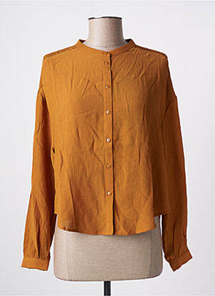 Chemisier tissage crêpe manches longues marron TEDDY SMITH femme