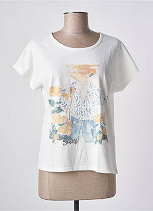 Top tissage jersey manches courtes blanc TEDDY SMITH femme