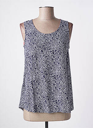 Top imprimé fantaisie sans manche bleu MASSANA femme