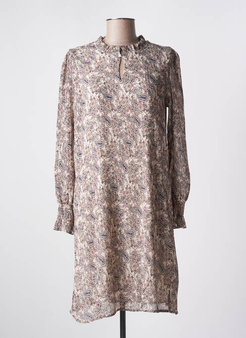 Robe mi-longue coupe fluide manches longues beige MOLLY BRACKEN femme