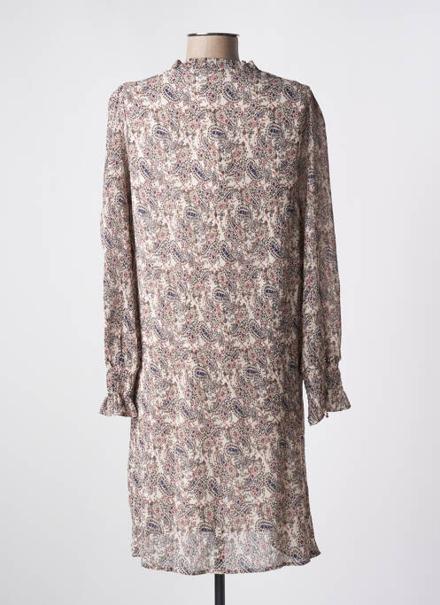 Robe mi-longue coupe fluide manches longues beige MOLLY BRACKEN femme