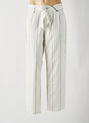 Pantalon droit tissage popeline taille haute blanc FREEMAN T.PORTER femme