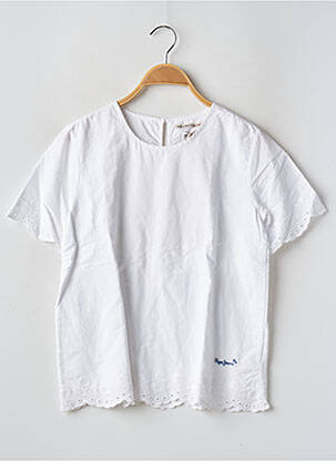 Blouse broderie anglaise manches courtes blanc PEPE JEANS fille