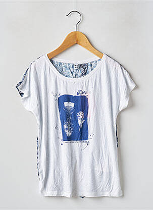 T-shirt stretch manches courtes bleu 3 POMMES fille