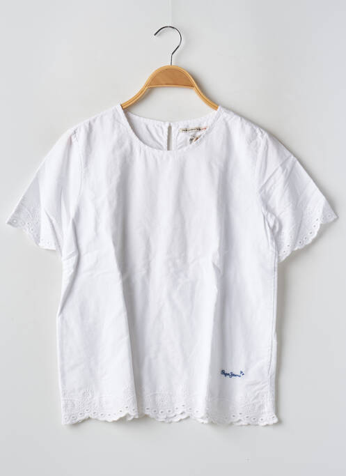 Blouse tissage popeline manches courtes blanc PEPE JEANS fille