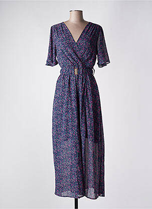 Robe longue manches courtes manches courtes bleu BY ONE femme