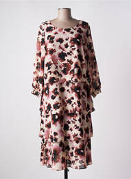 Robe mi-longue coupe fluide manches longues beige SIGNATURE femme