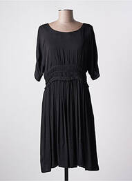 Robe mi-longue coupe fluide manches courtes noir MD'M femme