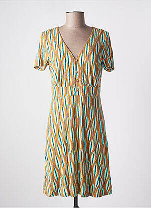 Robe mi-longue imprimé fantaisie manches courtes marron SURKANA femme